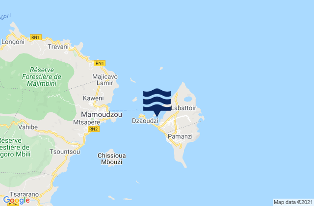 Mapa da tábua de marés em Dzaudzi (Ile Mayotte), French Southern Territories