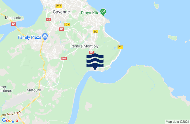 Mapa da tábua de marés em Dégrad des Cannes, French Guiana