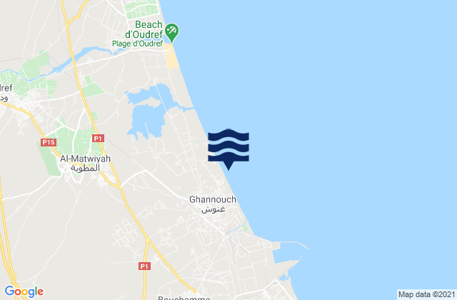 Mapa da tábua de marés em Délégation de Gabès Ouest, Tunisia