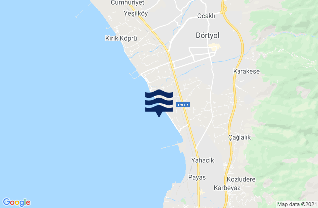 Mapa da tábua de marés em Dörtyol, Turkey