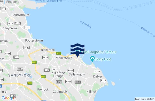 Mapa da tábua de marés em Dún Laoghaire-Rathdown, Ireland
