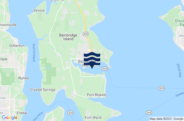 Mapa da tábua de marés em Eagle Harbor (Bainbridge Island), United States