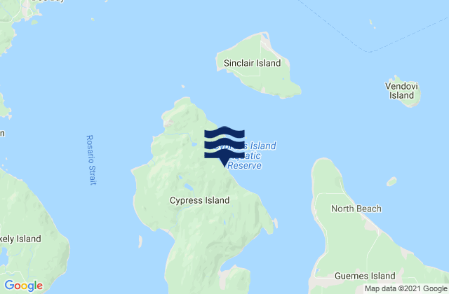 Mapa da tábua de marés em Eagle Harbor (Cypress Island), United States