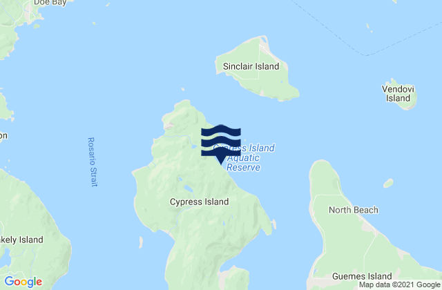 Mapa da tábua de marés em Eagle Harbor Cypress Island, United States
