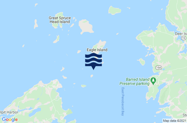 Mapa da tábua de marés em Eagle Island 0.4 nautical mile S of, United States