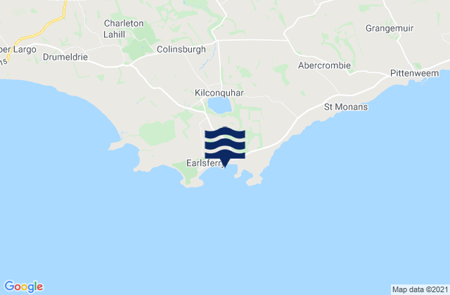 Mapa da tábua de marés em Earlsferry Beach, United Kingdom