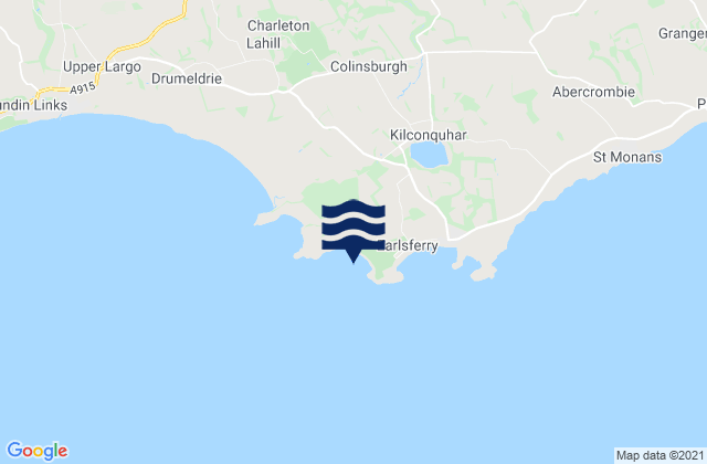 Mapa da tábua de marés em Earlsferry West Beach, United Kingdom