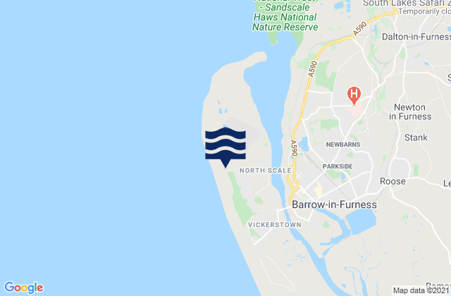 Mapa da tábua de marés em Earnse Bay Beach, United Kingdom