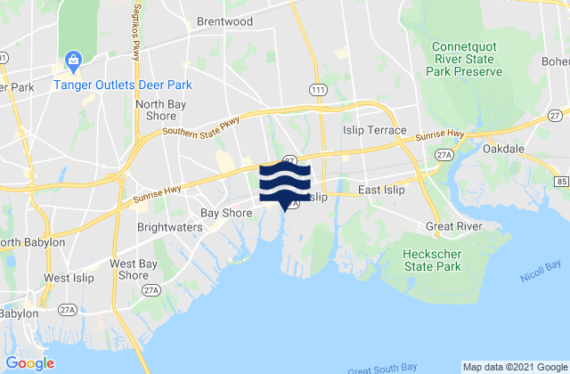 Mapa da tábua de marés em East 41st Street City, East River, New York, United States