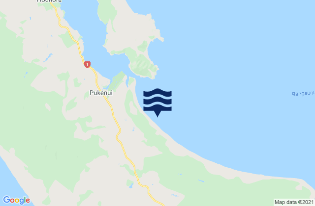 Mapa da tábua de marés em East Beach, New Zealand