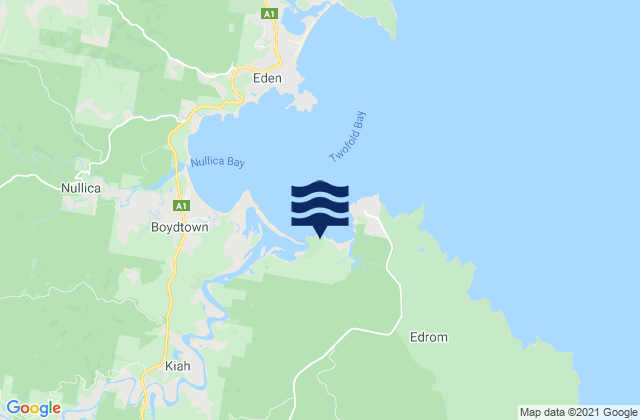 Mapa da tábua de marés em East Boyd Bay, Australia