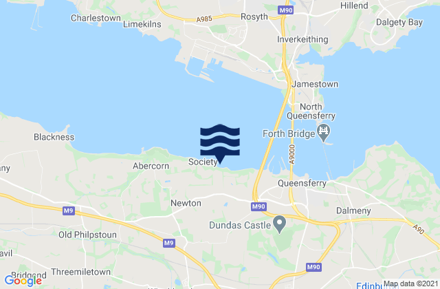 Mapa da tábua de marés em East Calder, United Kingdom