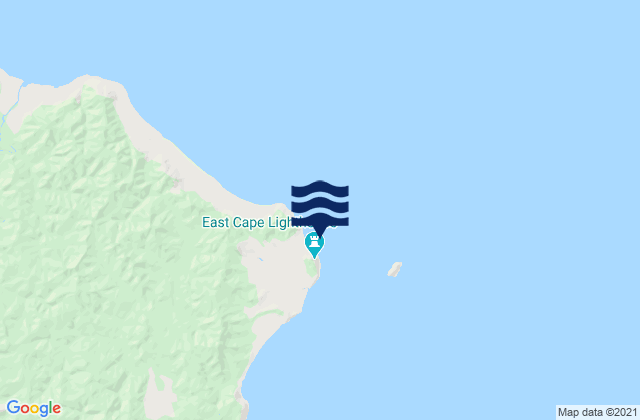 Mapa da tábua de marés em East Cape, New Zealand