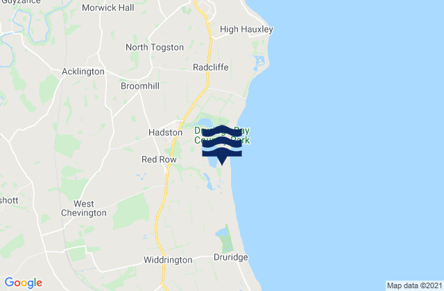 Mapa da tábua de marés em East Chevington, United Kingdom