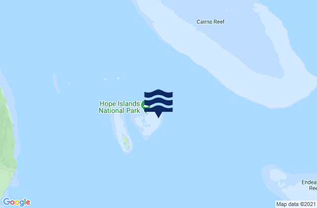 Mapa da tábua de marés em East Hope Island, Australia
