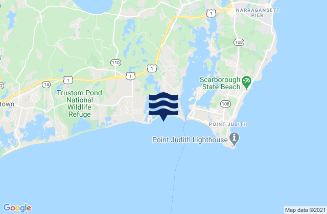 Mapa da tábua de marés em East Matunuck State Beach, United States