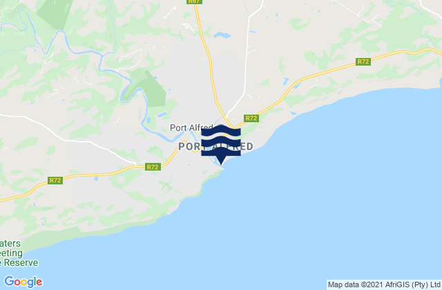 Mapa da tábua de marés em East Pier (Port Alfred), South Africa