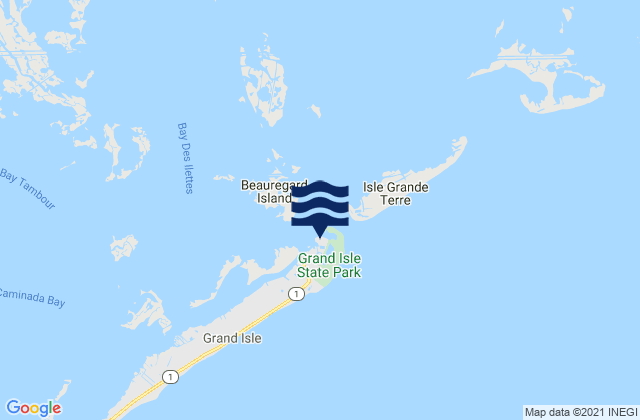 Mapa da tábua de marés em East Point Grand Isle, United States