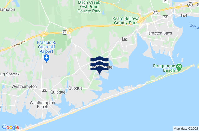 Mapa da tábua de marés em East Quogue, United States