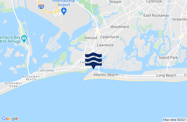 Mapa da tábua de marés em East Rockaway Inlet, United States