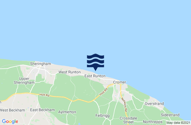Mapa da tábua de marés em East Runton, United Kingdom