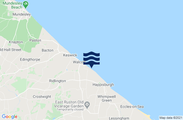 Mapa da tábua de marés em East Ruston, United Kingdom