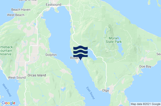 Mapa da tábua de marés em East Sound (Orcas Island), United States