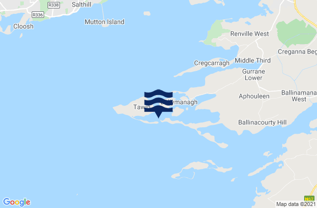 Mapa da tábua de marés em East Tawin, Ireland