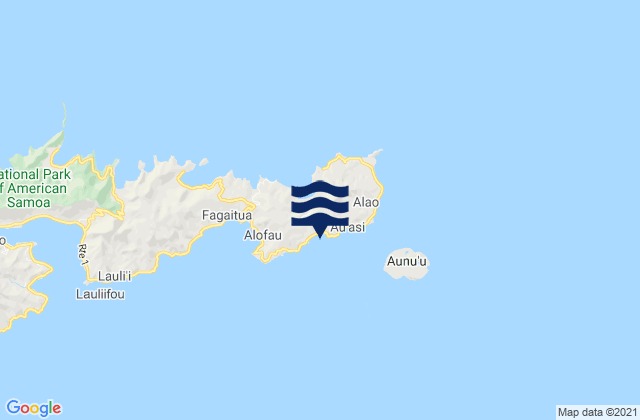 Mapa da tábua de marés em East Vaifanua County (historical), American Samoa