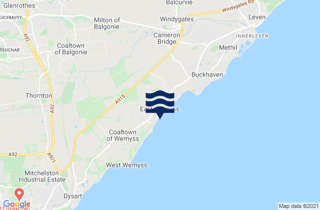 Mapa da tábua de marés em East Wemyss, United Kingdom