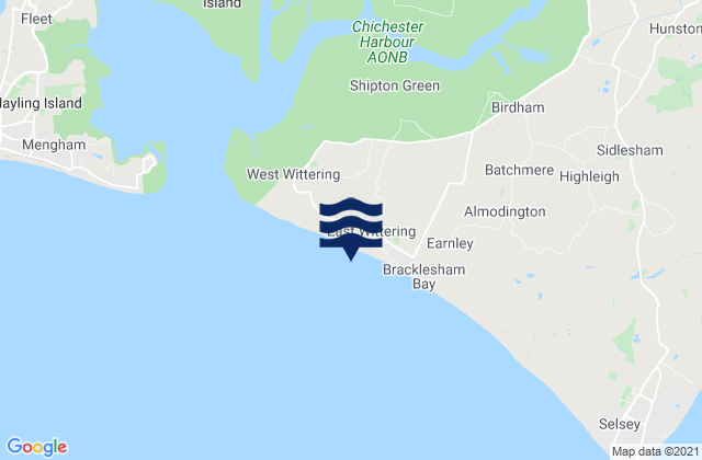 Mapa da tábua de marés em East Wittering Beach, United Kingdom