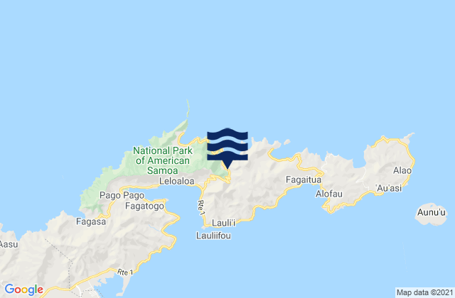 Mapa da tábua de marés em Eastern District, American Samoa