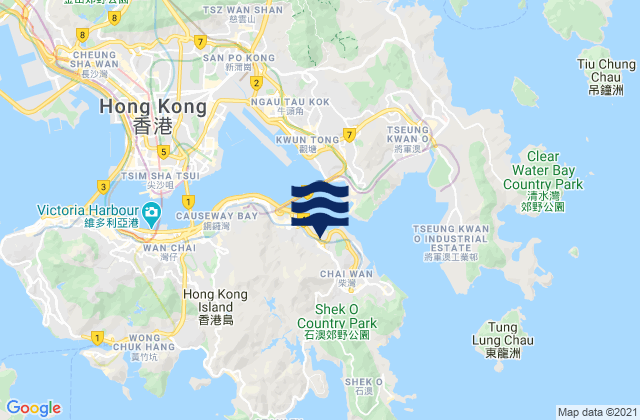 Mapa da tábua de marés em Eastern, Hong Kong