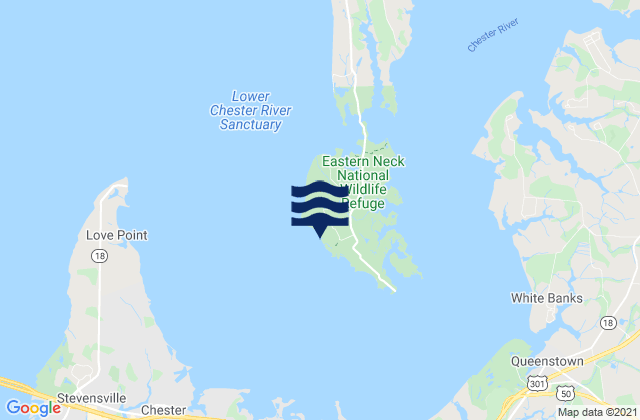 Mapa da tábua de marés em Eastern Neck Island, United States