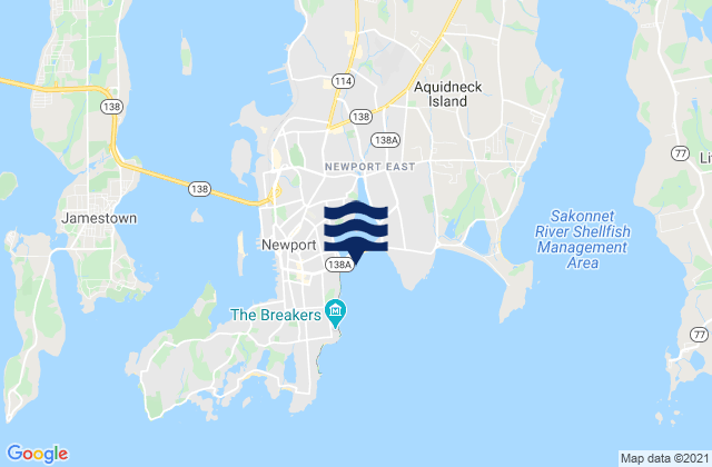 Mapa da tábua de marés em Eastons Beach (1st Beach), United States