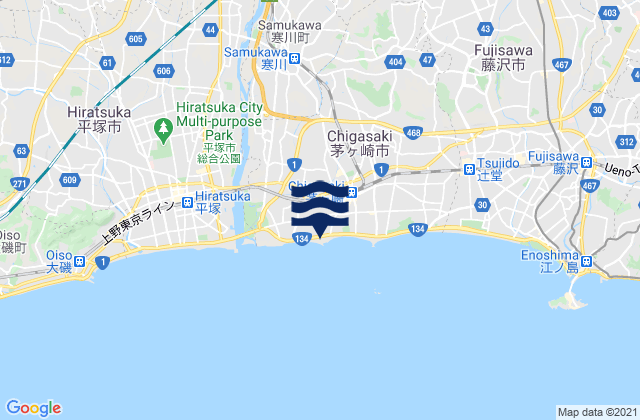 Mapa da tábua de marés em Ebina Shi, Japan