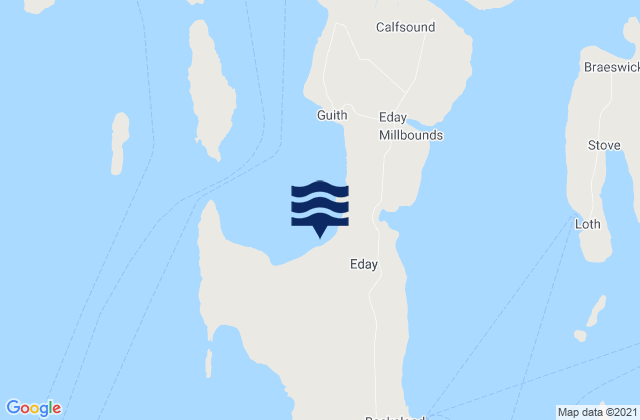 Mapa da tábua de marés em Eday, United Kingdom