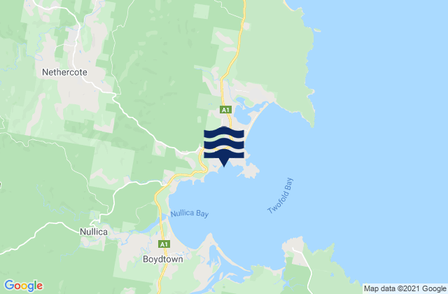 Mapa da tábua de marés em Eden, Australia