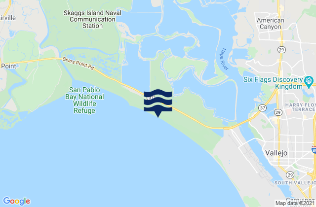 Mapa da tábua de marés em Edgerley Island Napa River, United States