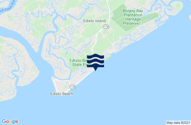 Mapa da tábua de marés em Edisto Beach (Edisto Island), United States