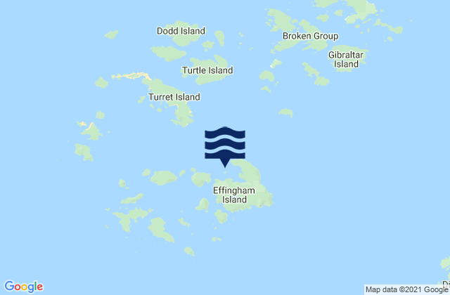 Mapa da tábua de marés em Effingham Bay, Canada