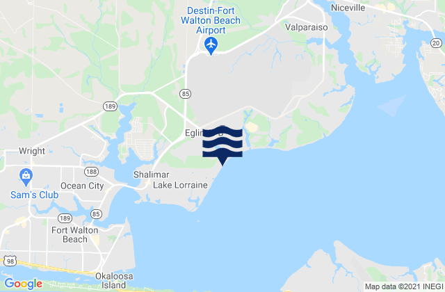 Mapa da tábua de marés em Eglin Air Force Base, United States