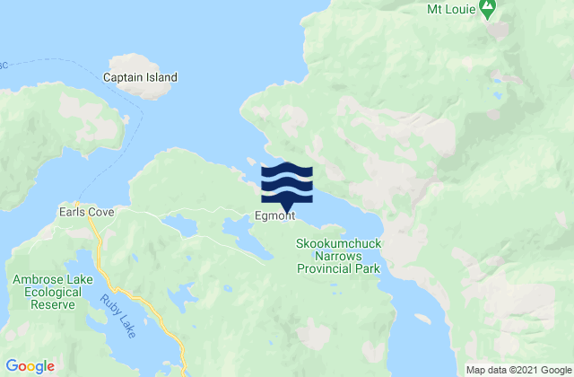 Mapa da tábua de marés em Egmont, Canada