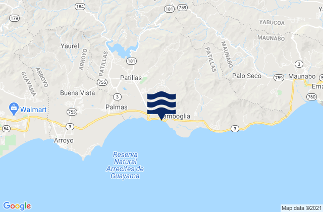 Mapa da tábua de marés em Egozcue Barrio, Puerto Rico