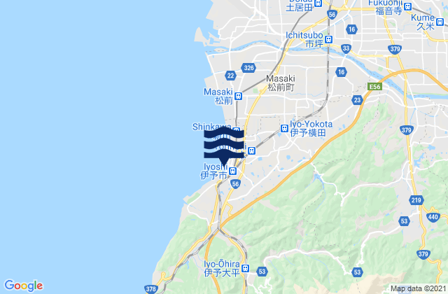 Mapa da tábua de marés em Ehime, Japan