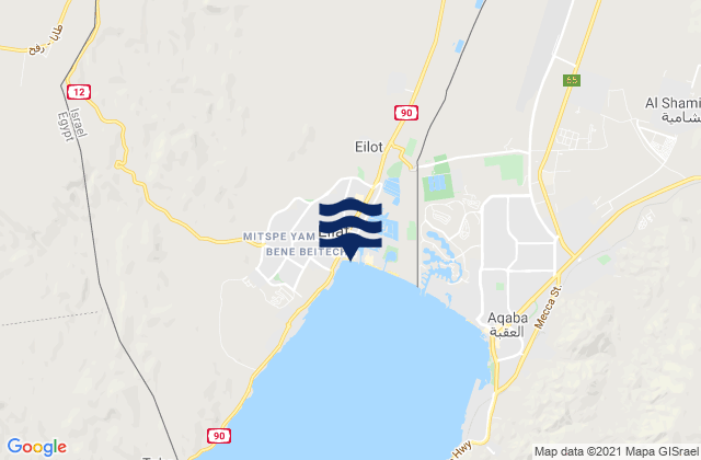Mapa da tábua de marés em Eilat, Israel