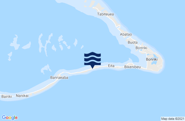 Mapa da tábua de marés em Eita Village, Kiribati