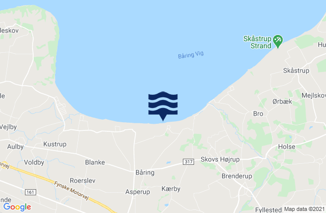 Mapa da tábua de marés em Ejby, Denmark