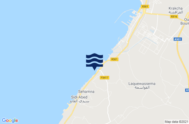 Mapa da tábua de marés em El-Jadida, Morocco