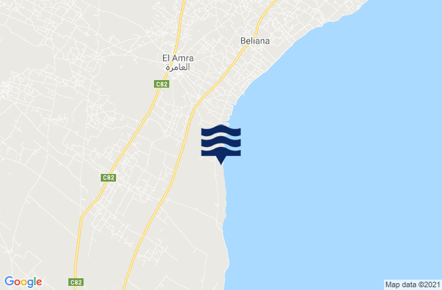 Mapa da tábua de marés em El Amra, Tunisia